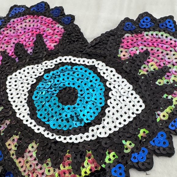 Sequin Heart Eye Wall Art in Blue and Black - Picture 3 of 3